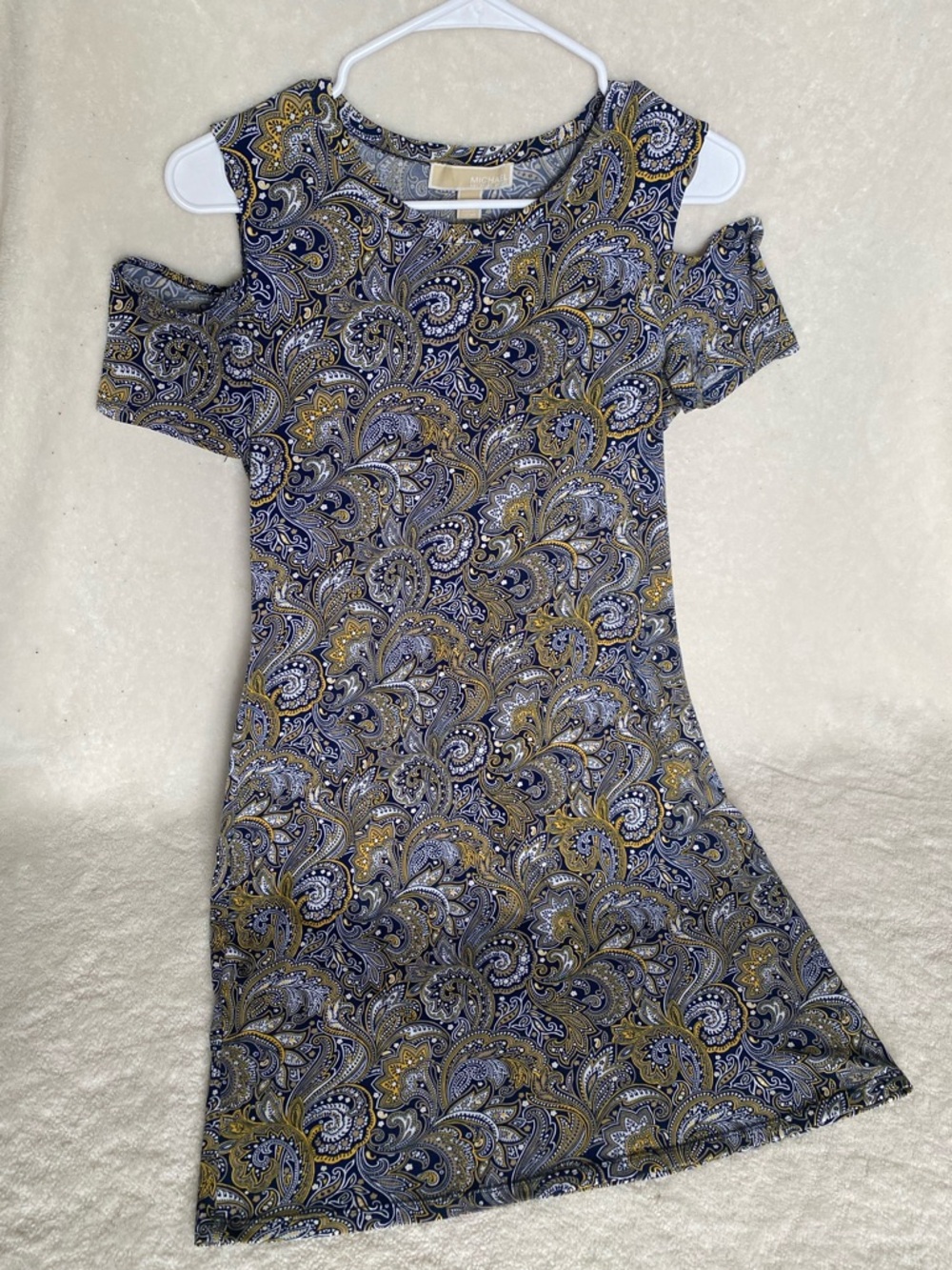 Michael Kors Navy Yellow Paisley Dress